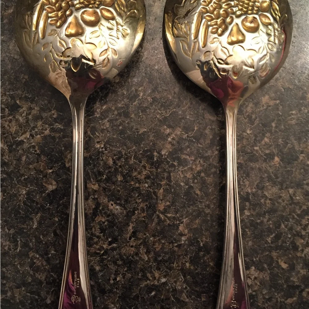 Set of Two Silver-Plated Serving Spoons